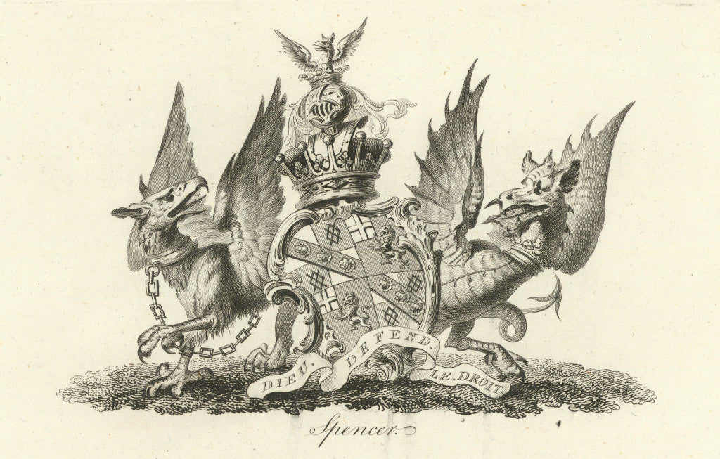 Spencer. Coat of arms. Heraldry 1790 old antique vintage print picture